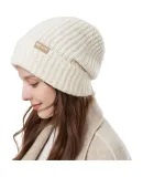 JIUMU Wool Warm Knit Hat, Autumn And Winter Knitted Cap, Cold Hat, Winter Hat, Large Head Circumference Slouchy Hat, Cold-Proof Hat for Women in Winter