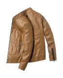 JEEP SPIRIT Jeep leather jacket men's jacket spring and autumn stand collar business motorcycle men's wear black 2XL