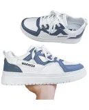 Warrior Official Men's Shoes, Autumn Sneakers, Men's Height-Increasing White Shoes, Leather Casual Shoes, Air Force Sports Shoes, White And Blue, Size 40