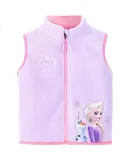 Disney Elsa Girls' Vest Autumn And Winter Children's Waistcoat Spring And Fall Outerwear Elsa Princess Baby Fleece Vest JXAM3001D Purple 140