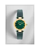 COACH CARY Series Artificial Crystal Cowhide Strap Quartz Women's Watch 14503951, Small Green Watch, Gift/giving