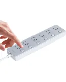 UGREEN Power Strip/Socket/Extension Cord/Power Board/Surge Protector/Power Strip/Power Bar/Desk Power Strip for Dorm And Home Use with 6 Individual Switches, 2 Meters Long, Model 15081