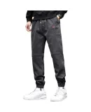 JEEP SPIRIT Men's Casual Pants, Autumn And Winter Korean Style Joggers, Loose-Fitting Cargo Pants for Men, Gray, Size L