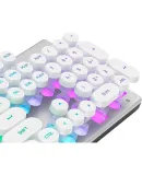 HP K500Y Mechanical Feel Keyboard Punk Steam Retro Wired Gaming Chicken Laptop E-sports LOL Office Keyboard White Colorful Round Cap