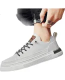 CARTELO Men's Shoes, 2025 Autumn And Winter Casual Shoes, Fashionable British Style Leather Shoes, Trendy Soft-Soled Sneakers, White, Size 41