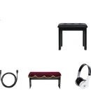 CASIO Digital Piano EPS130, Red Electronic Keyboard, 88 Weighted Keys, Beginner's Standalone Unit + Wooden Keyboard Stand + Gift Package