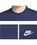 NIKE Spring And Summer Men's Short-Sleeve T-Shirt, Pure Cotton, Athletic Casual, Classic Simple Style, AR4999-410, Navy Blue, Size S