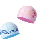 Li-Ning Children's Swim Cap, Unisex Swimming Cap, Ear Protection, Printed Fabric Cap, Comfortable Swimming Gear, 6022 Purple