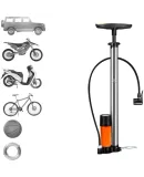FOREVER Bicycle Pump, Suitable for Basketball, Electric Scooters, Motorcycles, Universal Stainless Steel High-Pressure Pump with Pressure Gauge And Air Hose