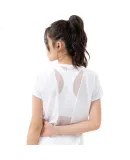 Li-Ning Yoga Wear for Women, Mesh Back Short-Sleeve Top, Athletic Running Fitness Clothing, Fashionable And Slim-Fit