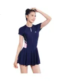 PEAK Women's One-Piece Swimsuit Dress, Tummy Control, Slimming, Comfortable, Quick-Drying, Casual, Conservative, Hot Spring Beach Dress Swimwear, Blue XXL