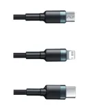 Baseus Three-In Charging Cable for Apple Type-C And Android Phones, Compatible with IPhone 15/14/13, Xiaomi, Huawei, Honor, Car Charger Cable, 1.2 Meters