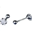 Dijing [Set of 4] 999 Sterling Silver Zirconium Stud Earrings for Women with Screw Backs, Simple Ear Hoop Earrings, Birthday Gift for Women, Girlfriend, Wife, Ear Jewelry