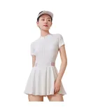 Li-Ning (LI-NING) One-Piece Swimsuit Dress for Women, Tummy Control Slimming Chlorine-Resistant Quick-Dry Swimwear 0786 White Pink XL