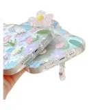 Jiangming IPhone 13 Case, Wave Air Cushion Ultra-Thin Full Camera Protection, Fingerprint-Resistant Shockproof Fresh Little Princess Soft Shell with Chain Strap Style for Apple 13