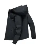JEEP SPIRIT Men's Spring And Autumn Windbreaker Jacket, Hooded Sports Outdoor Hiking Coat, Gray, 3XL