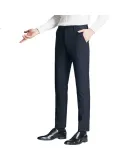 FIRS Men's Casual Pants, Brushed Thickened Vertical Striped, Autumn And Winter Warm Mid-Rise Straight-Leg Everyday Versatile Trousers