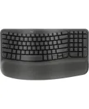 Logitech Wave Keys Keyboard, Ergonomic Keyboard, Office Keyboard, Wireless Keyboard, Bluetooth Keyboard, with Soft Cushion Palm Rest, Connects to 3 Devices, Graphite Black