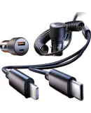 Philips Car Charger, Super Fast Charging, Built-In Cable, Car Cigarette Lighter Charger, Converter, Dual-Port, Apple 17/16 Huawei USB Expansion Car Charger Head, 4313