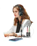 HP Headphone Headset for Computer Notebook Gaming Voice Listening Student Online Course Office Training Learning Wired Headset Two-in-One Tape-C