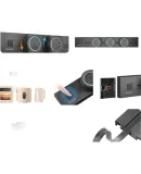 PHILIPS Surface-Mounted Track Socket, Movable Power Strip with Sliding Track for Sideboard, No Slot Required with Light, 8000W High Power, 50cm Track + 3 Adapters