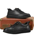 RED DRAGONFLY Men's Shoes Spring And Autumn Casual Leather Shoes, Men's Sneakers, Trendy Thick-Soled Outdoor Sports Shoes, WTA14154, Black, Size 44