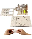 Big-eyed Little Doll Wooden 3D Puzzle Electric Rolling Ball Track Assembly Insert Model Building Blocks Children DIY Handmade Toy Gift