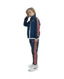 Adidas Spring And Autumn Set, Children's Sports Outfit New Outdoor Casual Jacket And Pants Two-Piece Set, Blue/orange, Size 110