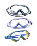 Li-Ning Children's Large Frame Swimming Goggles with Fabric Cap, Boys' Waterproof Anti-Fog Swim Glasses, High-Definition Diving Mask Set, 34-16 Nautical Blue