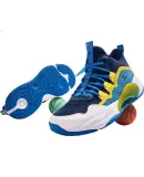 XTEP Children's Unisex Shock-Absorbing Wear-Resistant Basketball Shoes for Young National Champions, Deep Blue/mango Yellow, Size 39