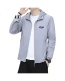JEEP SPIRIT Men's Sun Protection Jacket, Summer Versatile Casual Skin Coat, Hooded Fishing Wear, Dark Gray, Size L