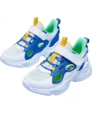XTEP Children's Summer Breathable Shoes, Toddler Shock-Absorbing Cage Shoes, Mesh Casual Shoes, XTEP White/Colorful Blue, Size 31