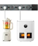 Lenovo Surface-Mounted Track Socket, Movable Wall Power Strip, Wall-Hanging Sliding Rail Socket, No Drilling Required, 75cm Track + 4 Five-Hole Sockets, Ivory White