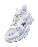 XTEP Kids Lightweight Oxygen Frame Shoes Summer Velcro Closure Big Mesh Lightweight Running Shoes Snow Green Purple/XTEP White 35