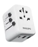 PHILIPS (PHILIPS) International Travel Adapter/multi-Country Universal Travel Socket Converter/Compatible with UK, US, Australia, Germany, Japan, Singapore, Hong Kong/2A1C Charging 15W White