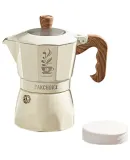 PAKCHOICE Moka Pot with Dual Valves, Home Italian-Style Manual Coffee Maker, Hand-Grinding Coffee Brewing Equipment Set