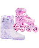 Disney Roller Skates for Children, Girls' Beginner Set, Inline Skates, Ice Skates, Roller Skates, Pink Snow, Size L