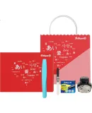 Pelikan Fountain Pen And Ballpoint Pen Set for Students' Handwriting Practice, Twist P457 Colorful Fountain Pen in Mint Green F And Red LOVE Gift Box Set