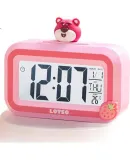 Disney Children's Alarm Clock, Learning Timer, Smart Electronic Alarm Clock, Specialized Wake-Up Device for Elementary School Students, Girls' Time Management Tool, Timer, Strawberry Bear A79046-T2X