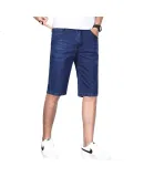 TUCANO Men's Jeans, Summer Lightweight Casual Straight-Leg Business Pants, Breathable Knee-Length Trousers, Light Blue, Size 38