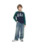 GAP [Unisex for Older Kids] Boys And Girls Autumn Letter Print Logo Contrast Color Raglan Long Sleeve T-Shirt 644667