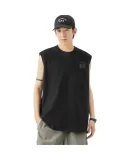 MMOPTOP Cotton Tank Top for Men And Women, Summer Sports Casual Printed Sleeveless Vest, Loose Undershirt, MB02 Black XL