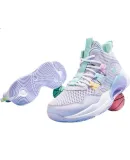 XTEP Children's Unisex Shock-Absorbing Wear-Resistant Basketball Shoes for Young National Champions, Snow Purple, Size 41