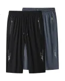 MiiOW Ice Silk Shorts for Men, Summer Trendy Thin Large Size Quick-Dry Three-Quarter Length Pants, Fitness Workout Shorts, Beach Shorts, Men's Trousers