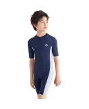 ANTA Children's Swimsuit for Boys, 2024 New Style, One-Piece Quick-Dry Professional Training Swimwear for Teenagers, Blue And White, Size 140