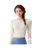 XUEXIMAN Yoga Top Jacket for Women with Chest Pads, Half-Zip, Slim-Fit, Long-Sleeve Sports Pilates Fitness Wear for Spring And Autum
