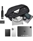 VICTORIATOURIST Men's Shoulder Bag, Chest Bag, Portable Bag, Large Capacity, High-End Motorcycle Riding Messenger Bag, Casual Crossbody Bag, Sling Bag