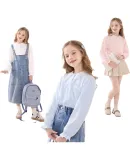 Hello Kitty Girls' Base Layer Top, Spring And Autumn Stylish Children's T-Shirt, Long-Sleeve Doll Collar Top for Older Kids, G031 Cherry Blossom Pink, Size 120