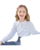 Hello Kitty Girls' Base Layer Top, Spring And Autumn Stylish Children's T-Shirt, Long-Sleeve Doll Collar Top for Older Kids, G031 Angel Blue, Size 120