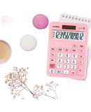 Casio (CASIO) MX-12B Elementary School Calculator for Fourth, Fifth And Sixth Grade Students, Compact Cute Solar-Powered Dual Power Supply Pink Model without Voice Functio